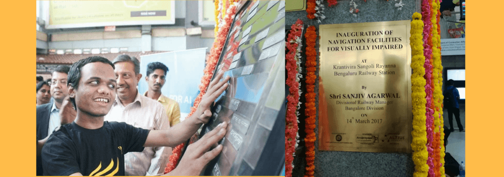 Braille Signs installed to make KRS Railway Station Bangalore Blind Friendly