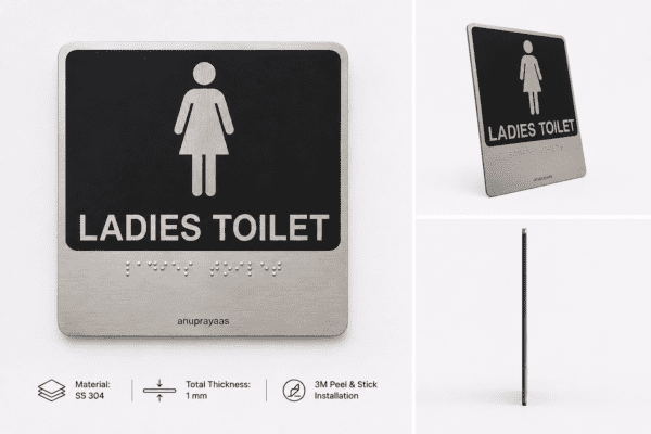 Ladies Toilet Braille Sign in SS
